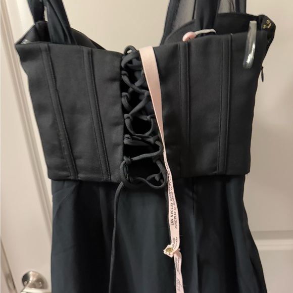 Oh Polly Asymmetric Corset Frill Mini Dress in Black - Picture 11 of 15